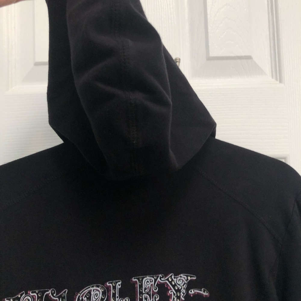 Harley Davidson Womens Medium 1/4 Zip Sweatshirt Hoodie Black Long Sleeve biker - Picture 13 of 16